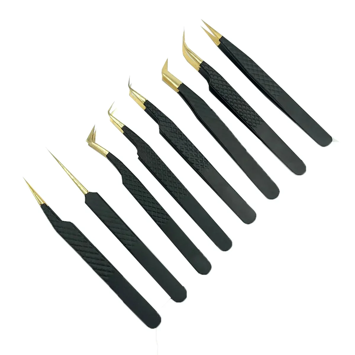 9-23-2-1.webp Classic Eyelash Extension tweezers Set Black Coated - Image 1